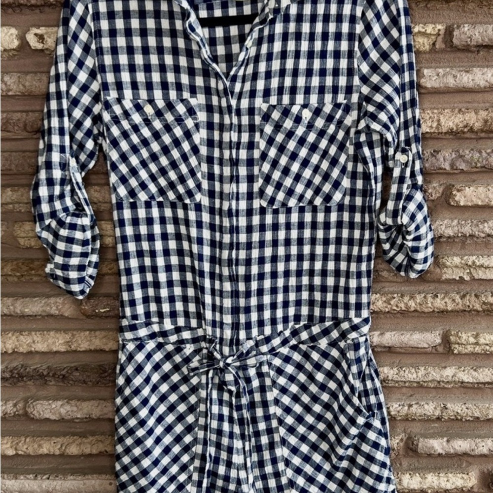 Ralph Lauren Blue and White Checkered Jumpsuit